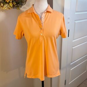 PETER MILLAR  Women's E4 Wicking 50 + UPF Short Sleeve Polo Shirt ~Orange Sz M
